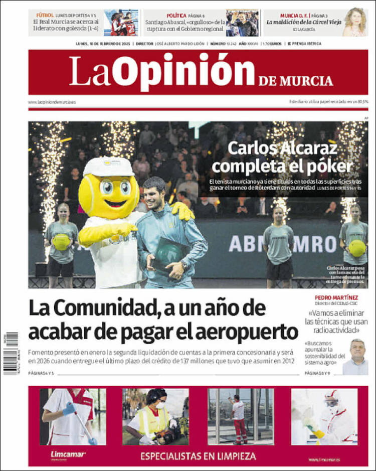 Portada de La Opinión de Murcia (España)