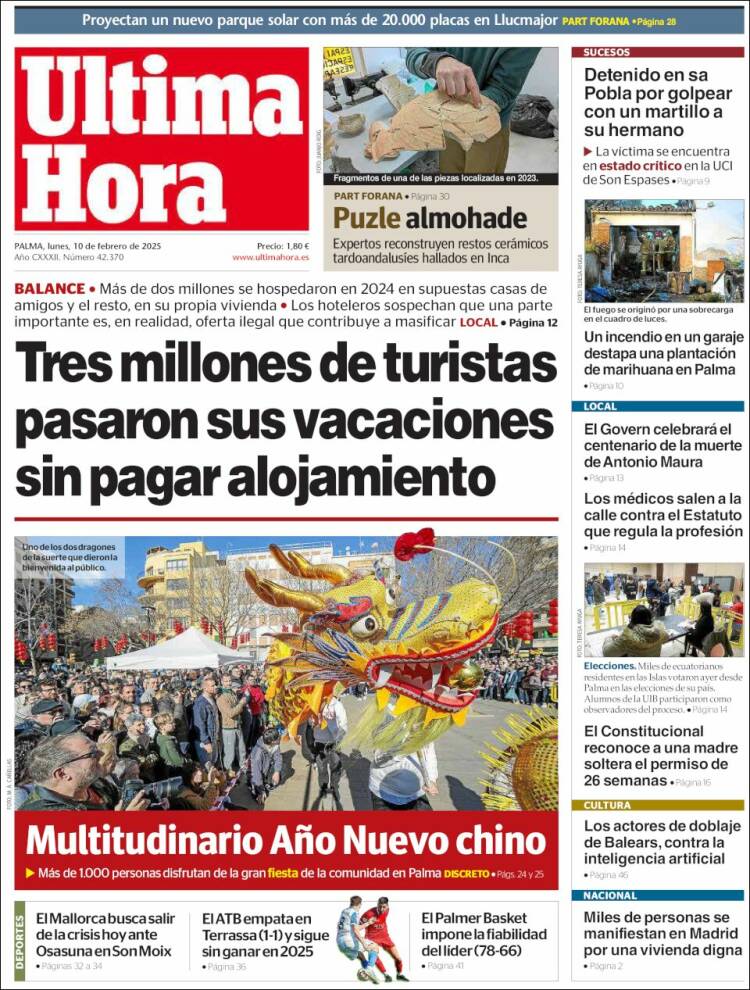 Portada de Última Hora (Espagne)