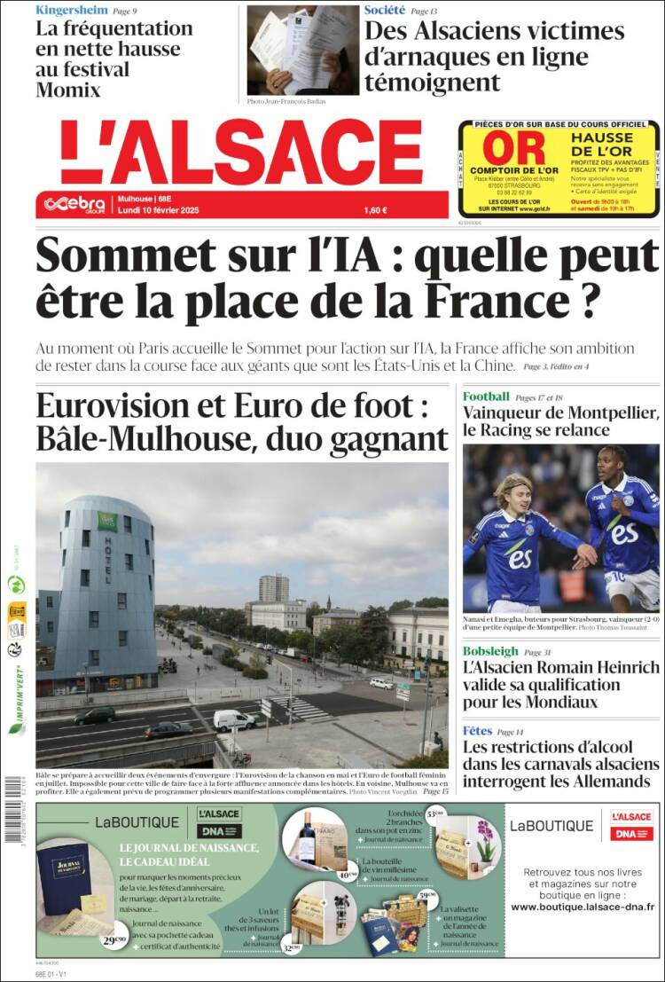 Portada de Journal L'Alsace (France)