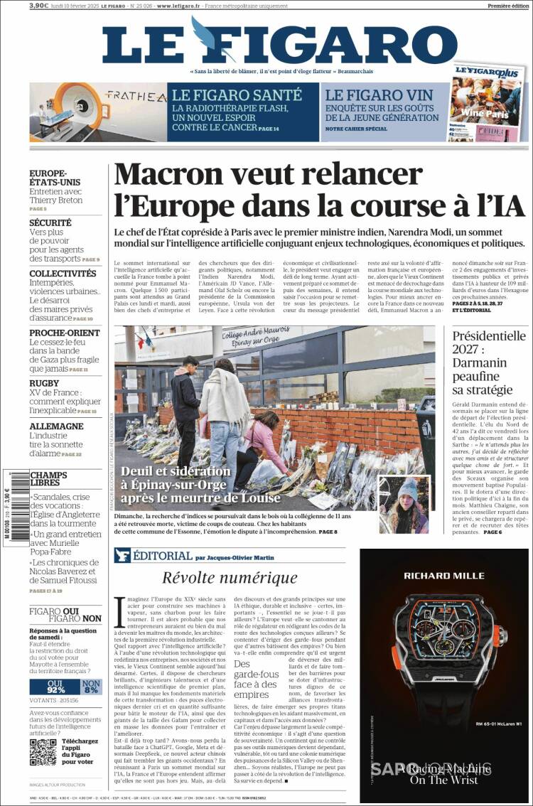 Portada de Le Figaro (France)