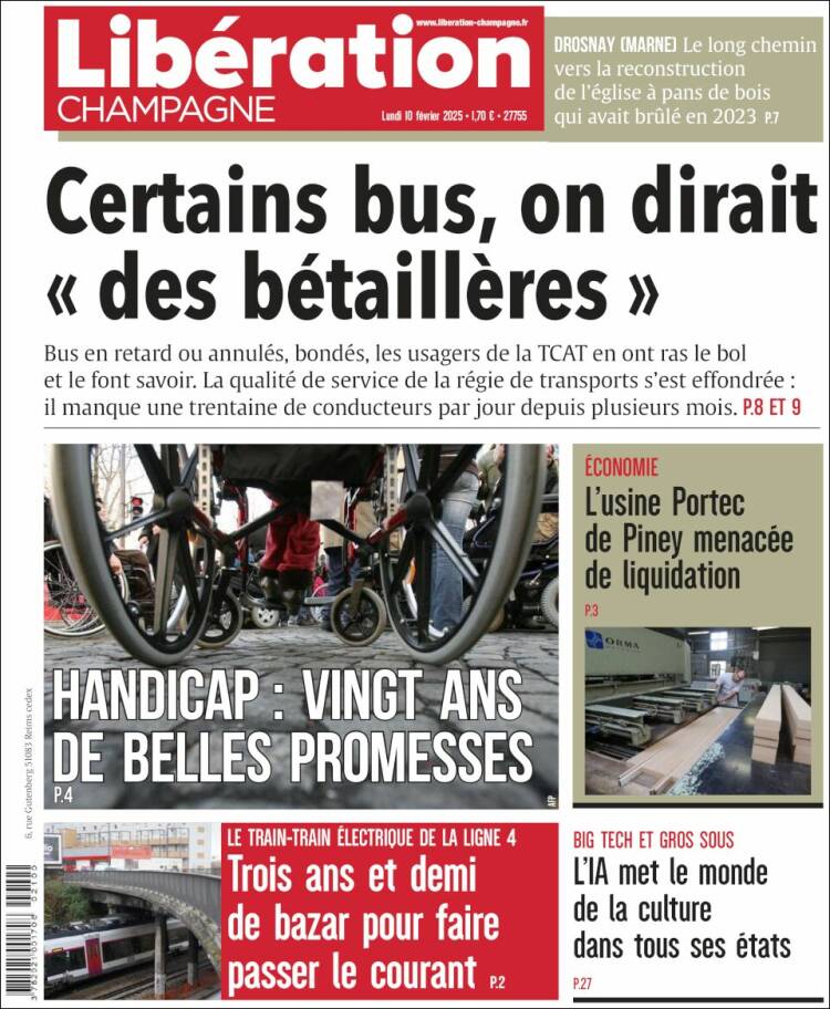 Portada de Libération Champagne (Francia)