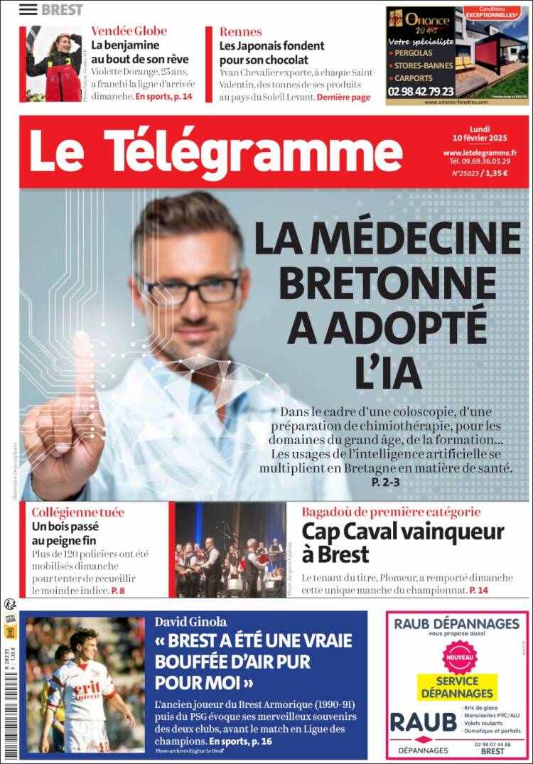 Portada de Télégramme (Francia)