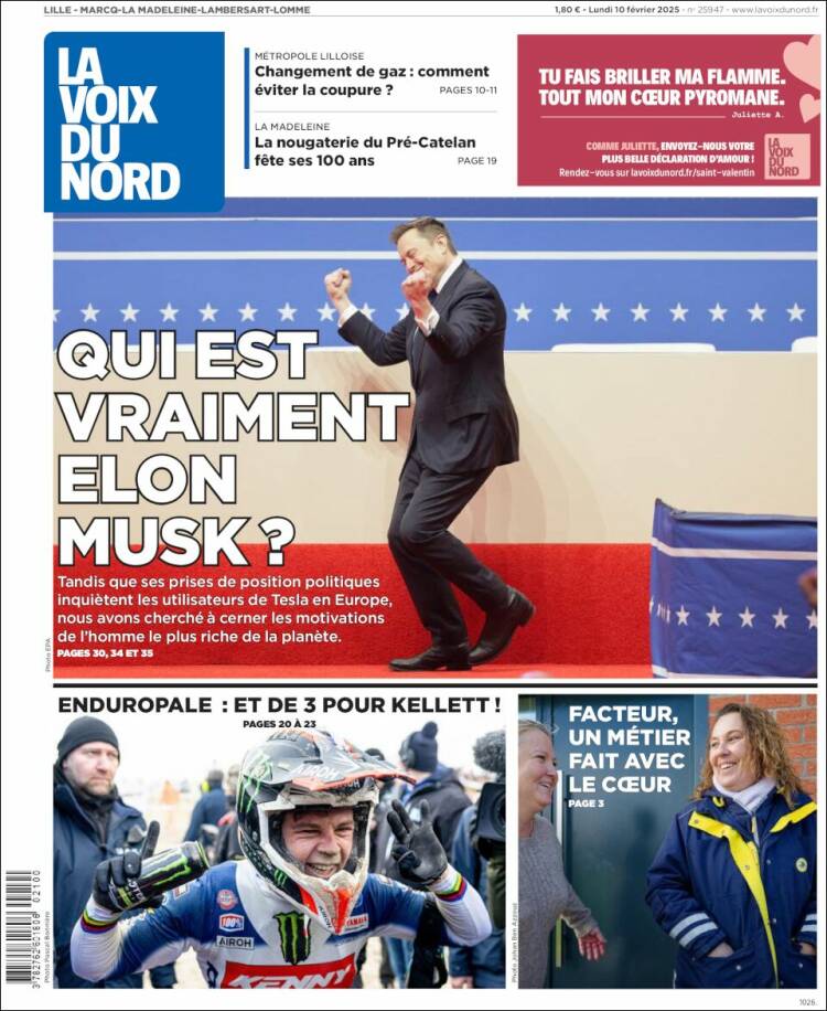 Portada de La Voix du Nord (France)