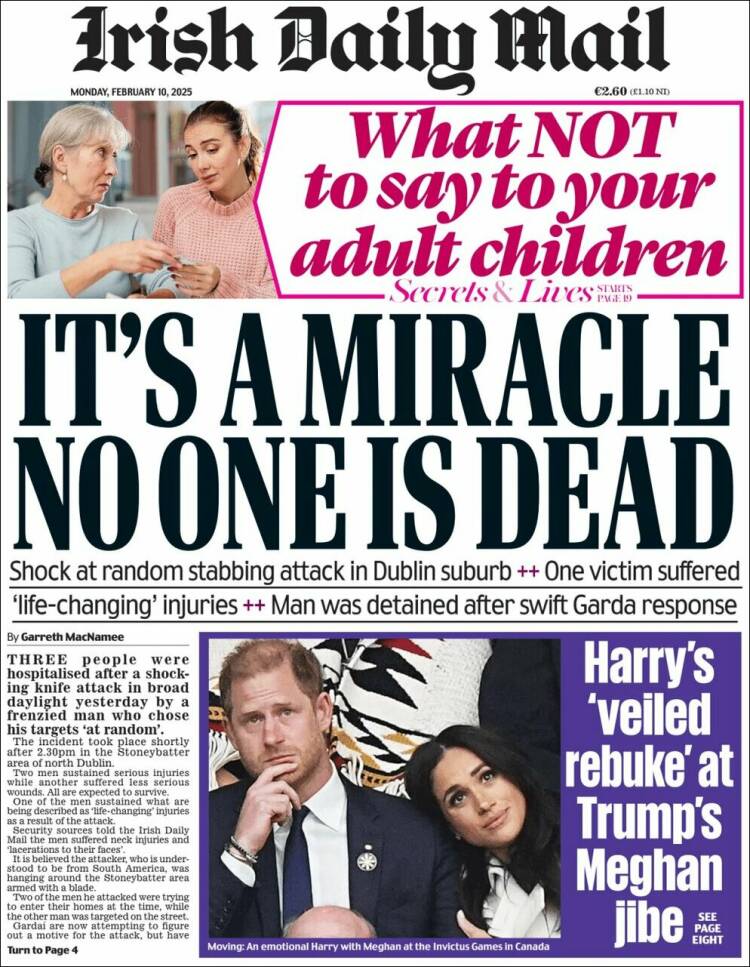 Portada de Irish Daily Mail (Ireland)