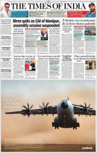 Portada de The Times of India (Inde)