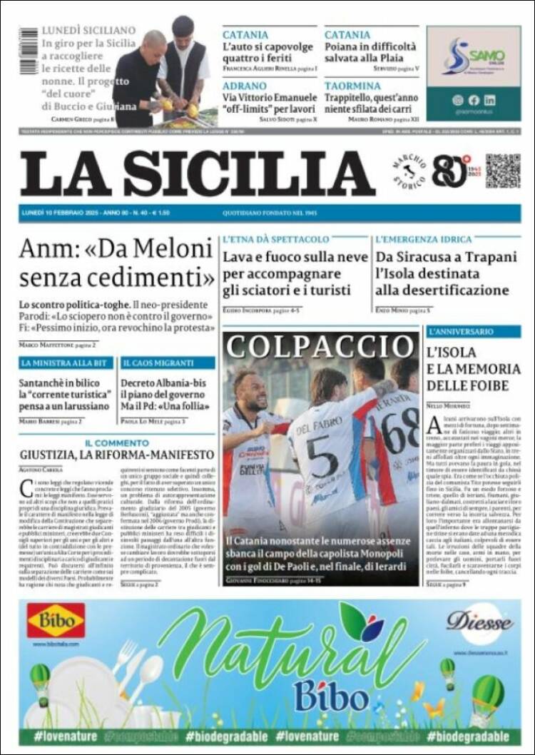 Portada de La Sicilia (Italia)