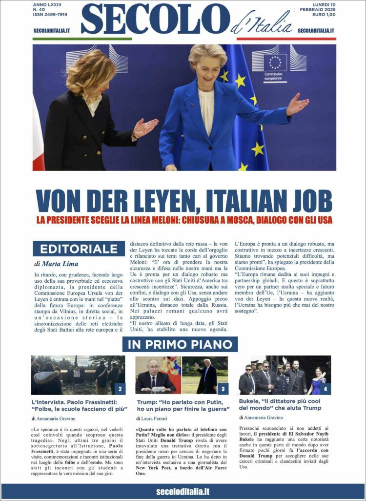 Portada de Secolo d'Italia (Italy)