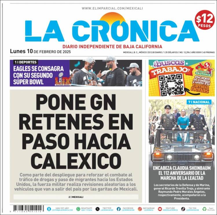 Portada de La Crónica de Baja California (Mexique)