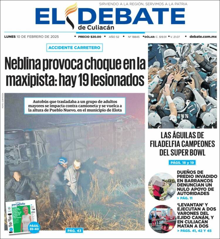 Portada de El Debate de Culiacán (Mexique)