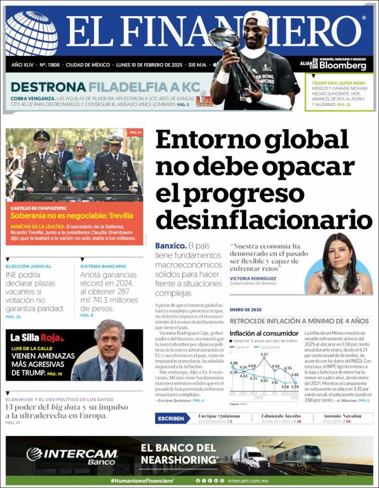 Portada de El Financiero (Mexique)