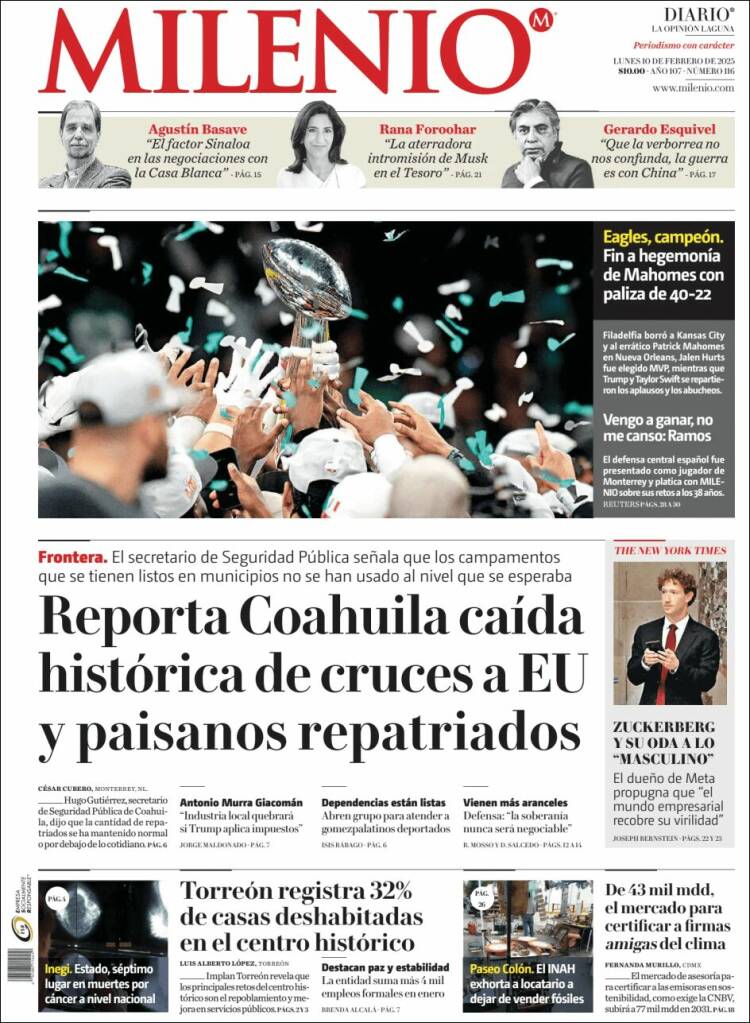 Portada de Milenio - Laguna (Mexique)