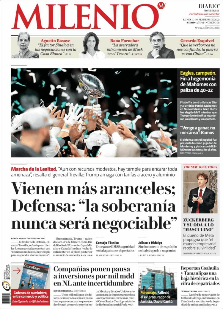 Portada de Milenio de Monterrey (Mexico)