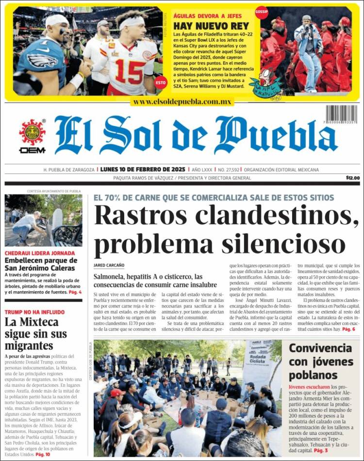 Portada de El Sol de Puebla (México)