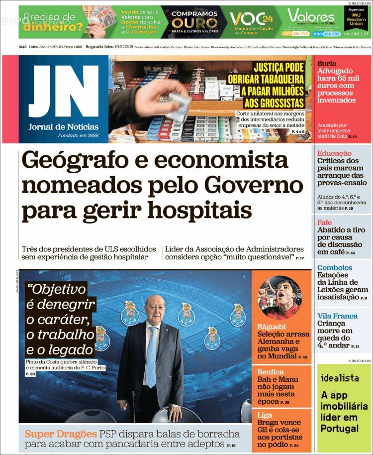 Portada de Jornal de Notícias (Portugal)