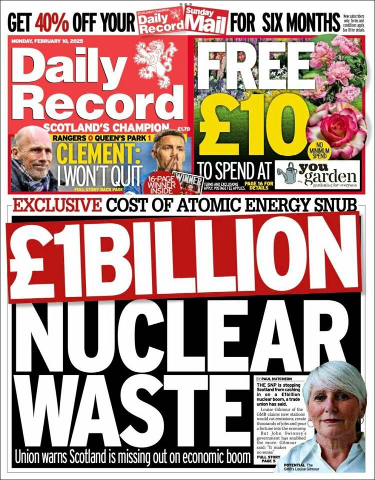 Portada de Daily Record (Royaume-Uni)