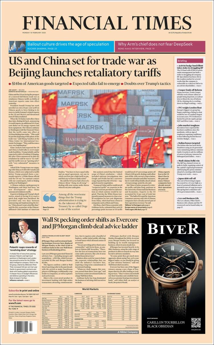 Portada de Financial Times (Royaume-Uni)