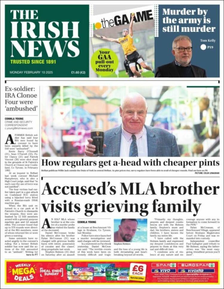 Portada de Irish News (Royaume-Uni)