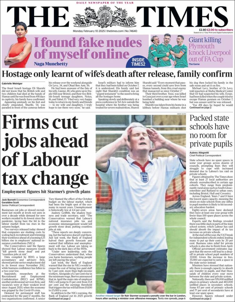 Portada de The Times (Reino Unido)