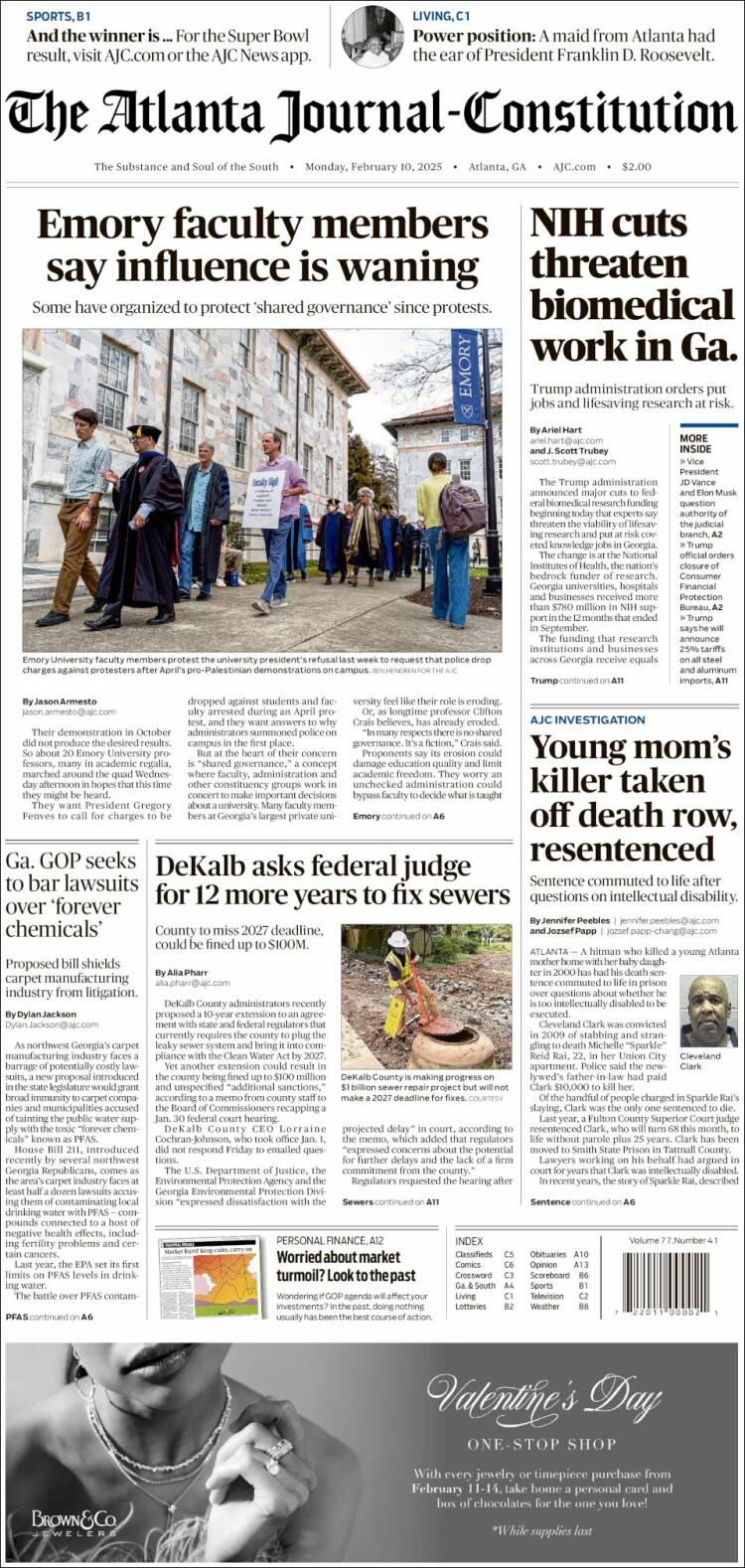 Portada de The Atlanta Journal-Constitution (États-Unis)