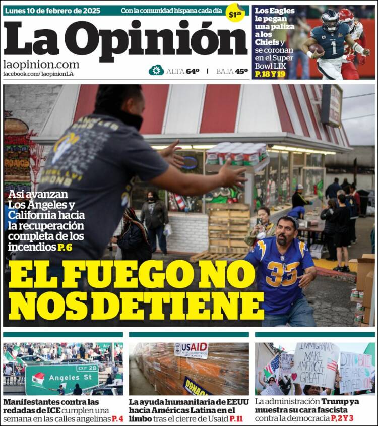 Portada de La Opinión (USA)