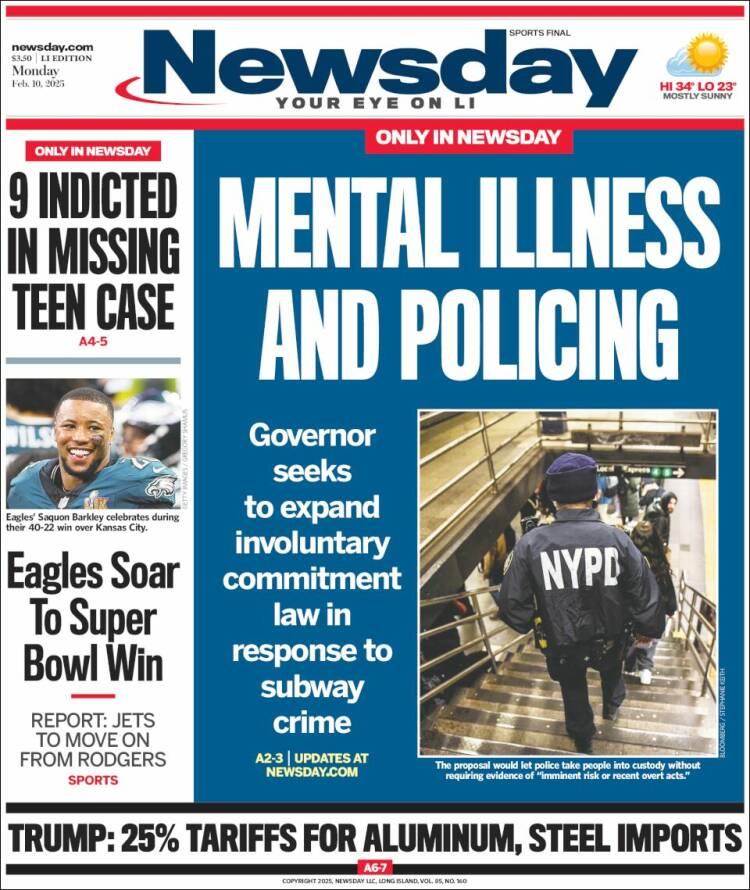 Portada de Newsday (États-Unis)