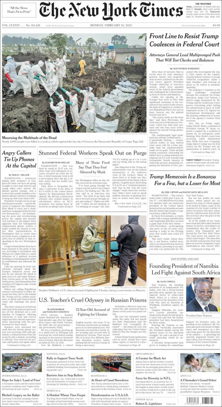 Portada de New York Times (USA)