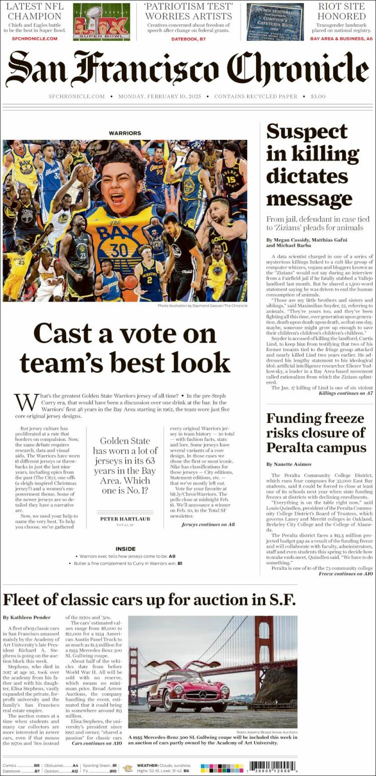 Portada de San Francisco Chronicle (USA)