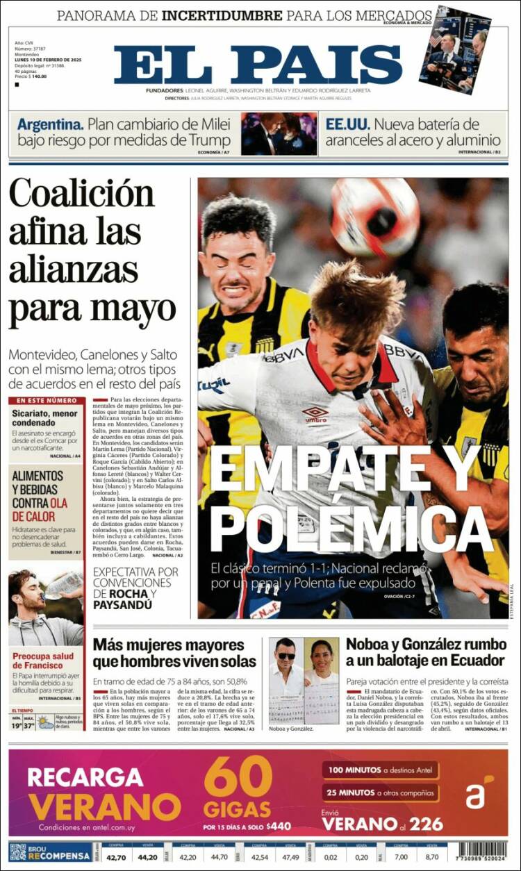 Portada de El País (Uruguay)