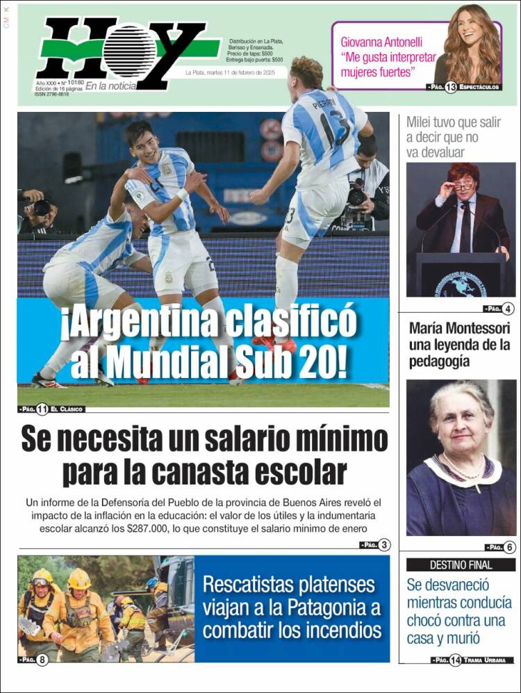 Portada de Diario Hoy (Argentina)