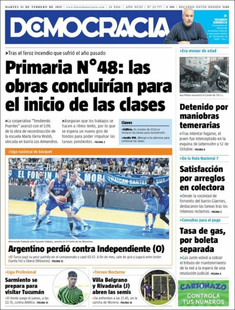 Portada de Diario Democracia (Argentina)