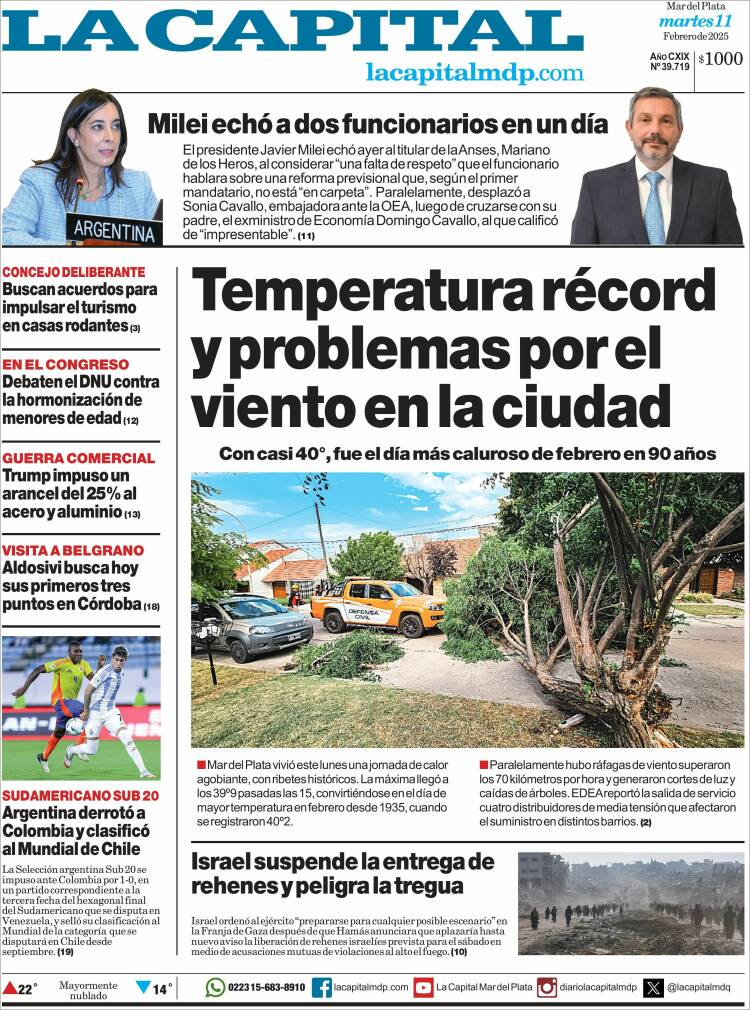 Portada de Diario La Capital - Mar del Plata (Argentina)