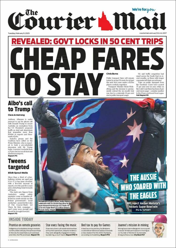 Portada de The Courier-Mail (Australia)