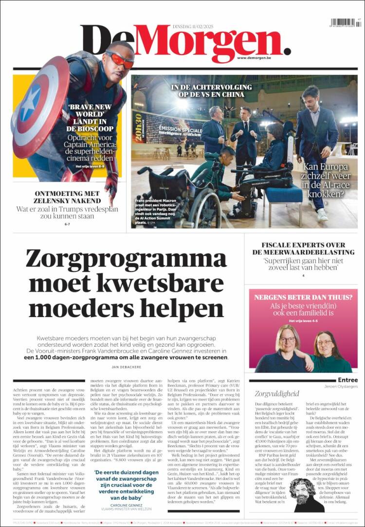 Portada de De Morgen (Belgium)