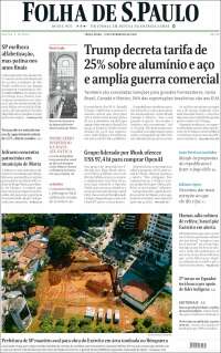 Portada de Folha de São Paulo (Brasil)