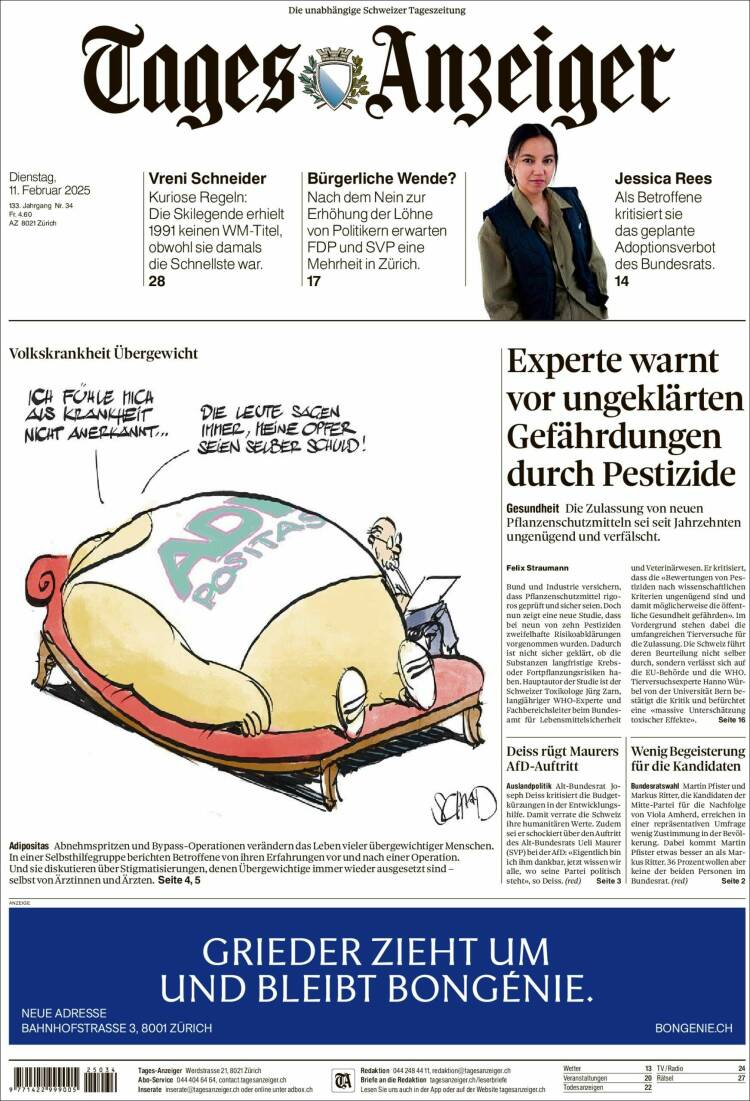 Portada de Tages-Anzeiger (Suisse)