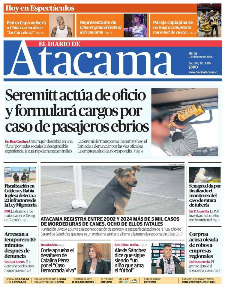 Portada de Diario de Atacama (Chile)