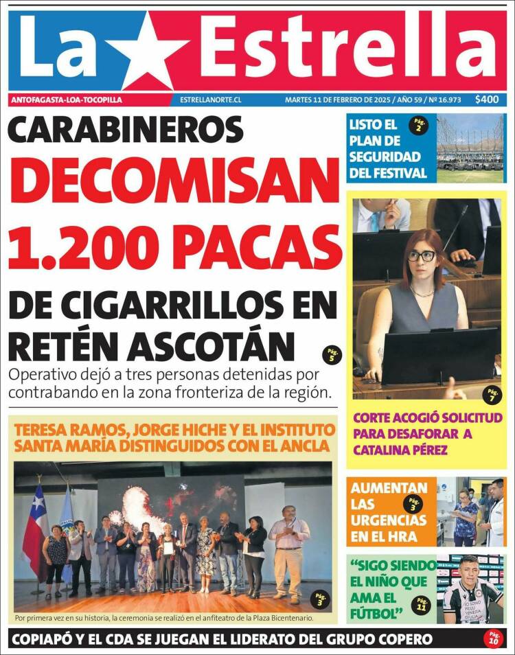 Portada de La Estrella de Tocopilla (Chile)