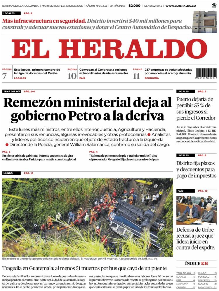 Portada de El Heraldo (Colombie)