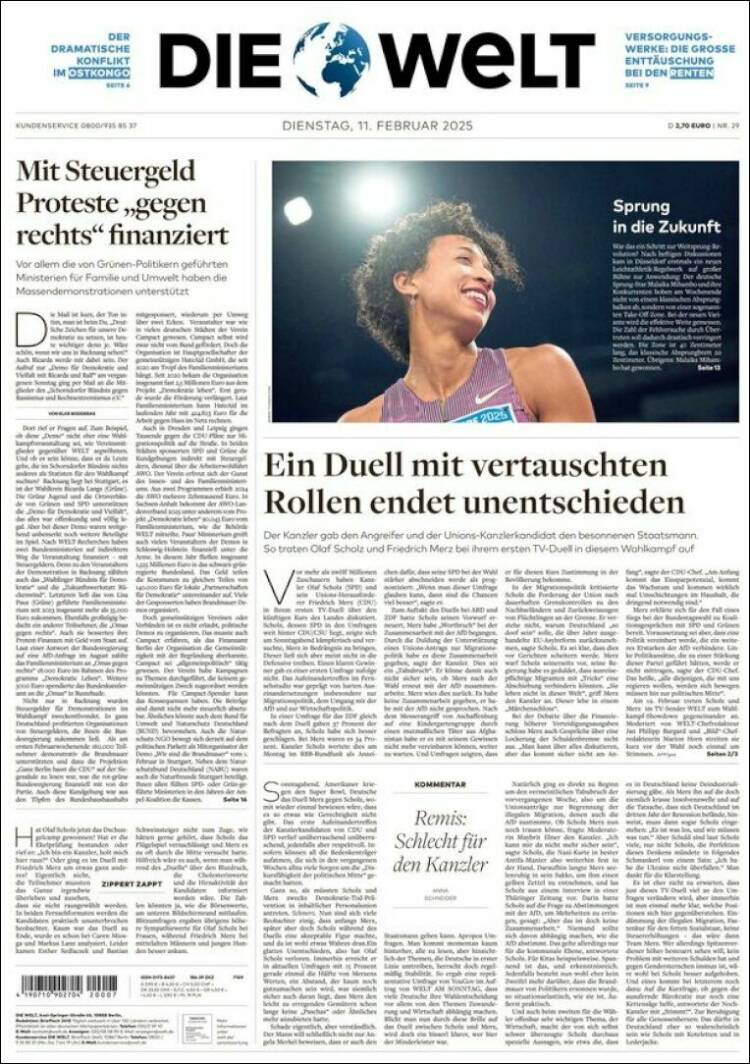 Portada de Die Welt (Germany)