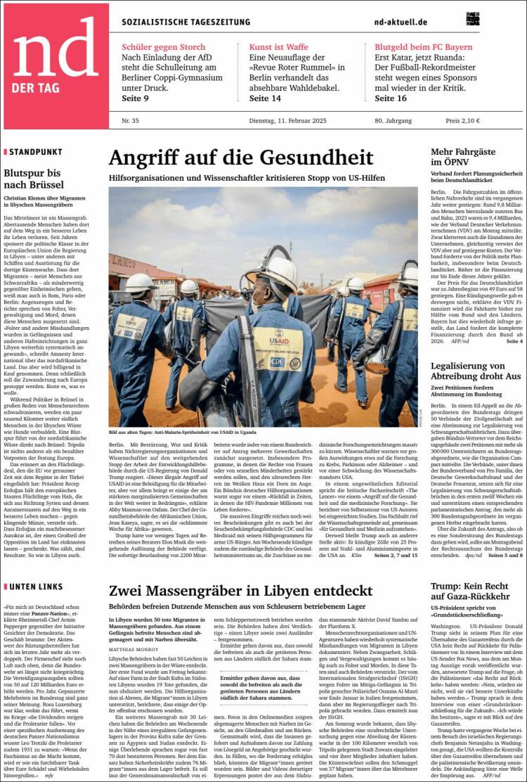 Portada de Neues Deutschland (Germany)