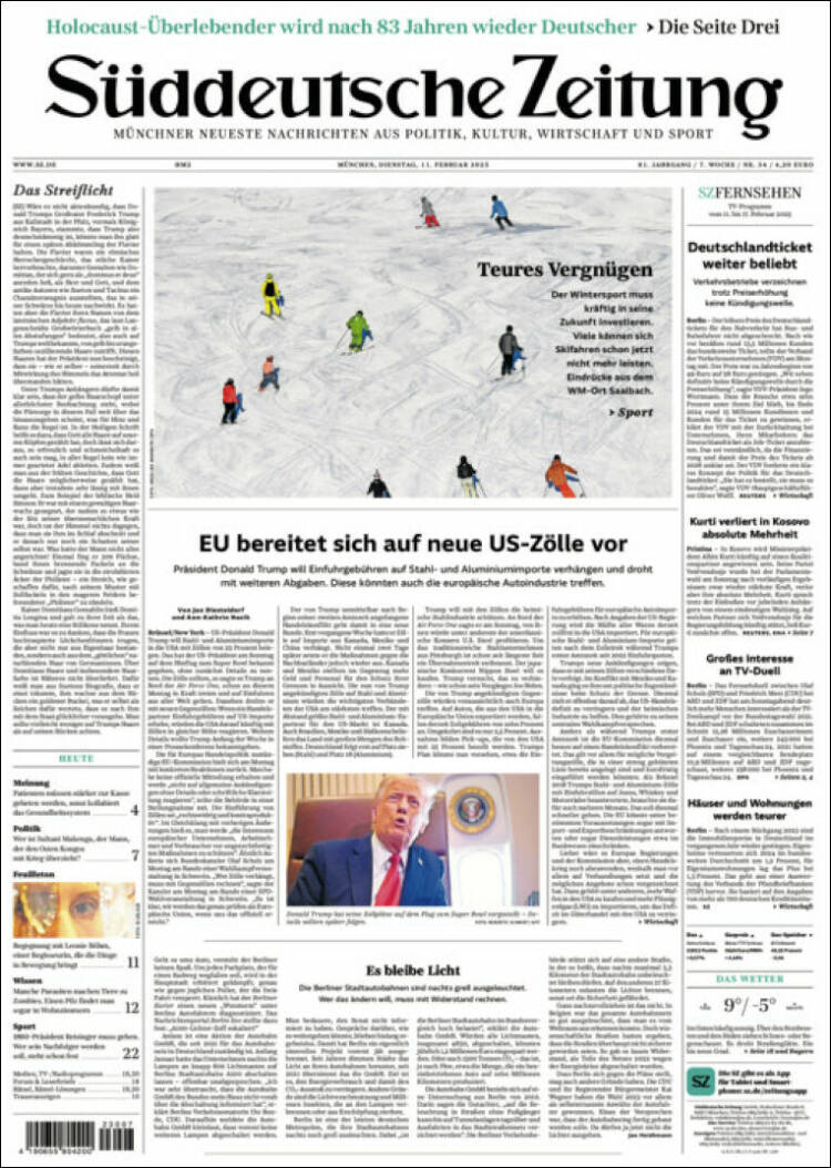 Portada de Sueddeutsche (Alemania)