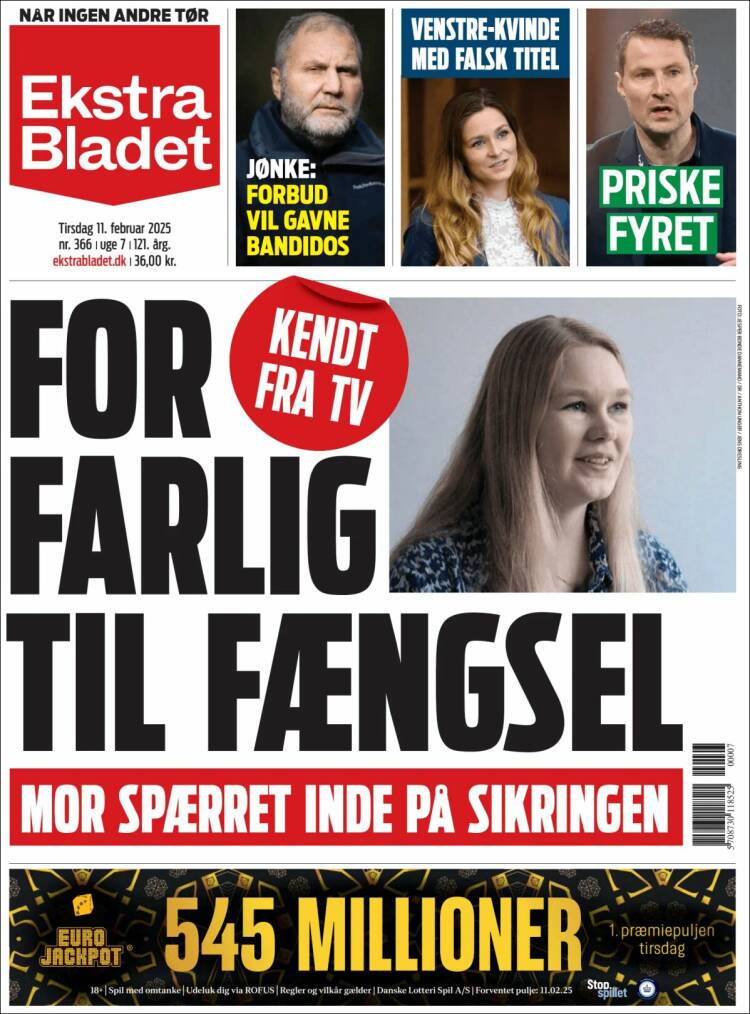 Portada de Ekstra Bladet (Danemark)