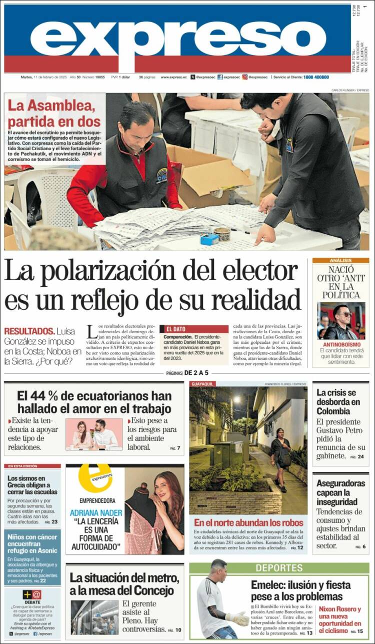 Portada de Expreso (Ecuador)