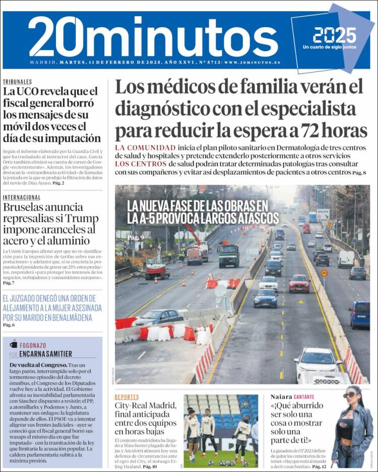 Portada de 20 Minutos - Madrid (Espagne)