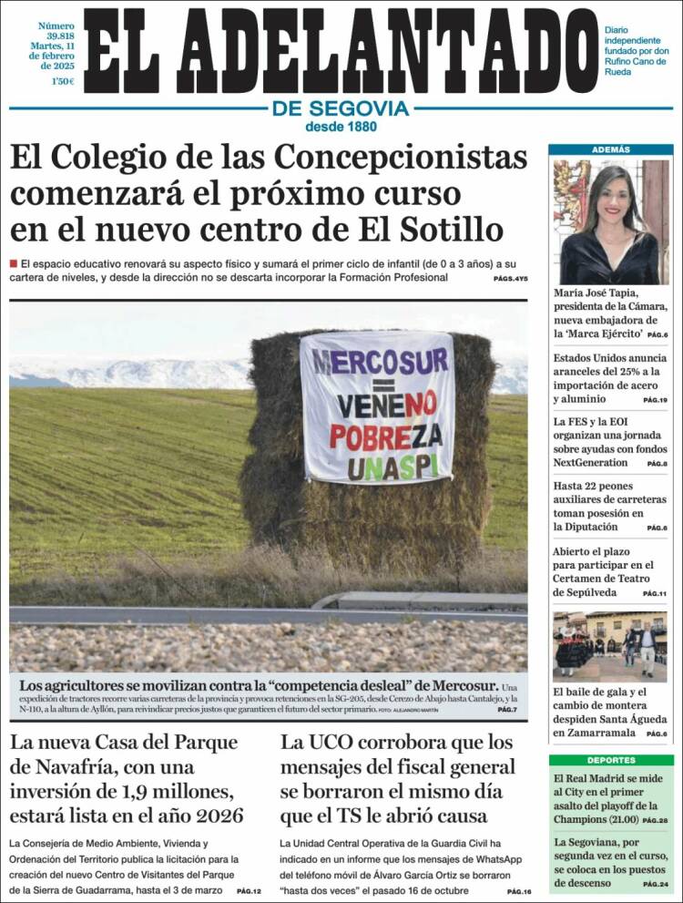 Portada de El Adelantado de Segovia (España)