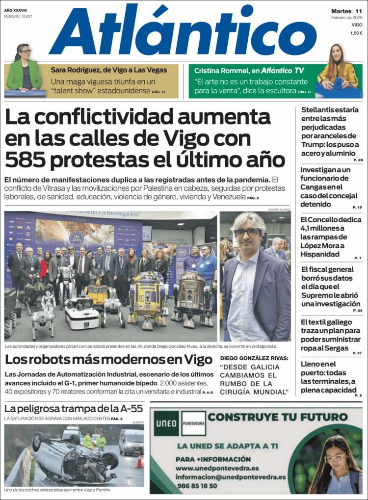 Portada de Atlántico Diario (Espagne)