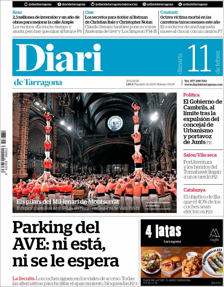 Portada de Diari de Tarragona (España)