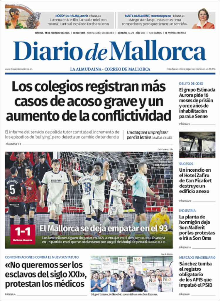 Portada de Diario de Mallorca (España)