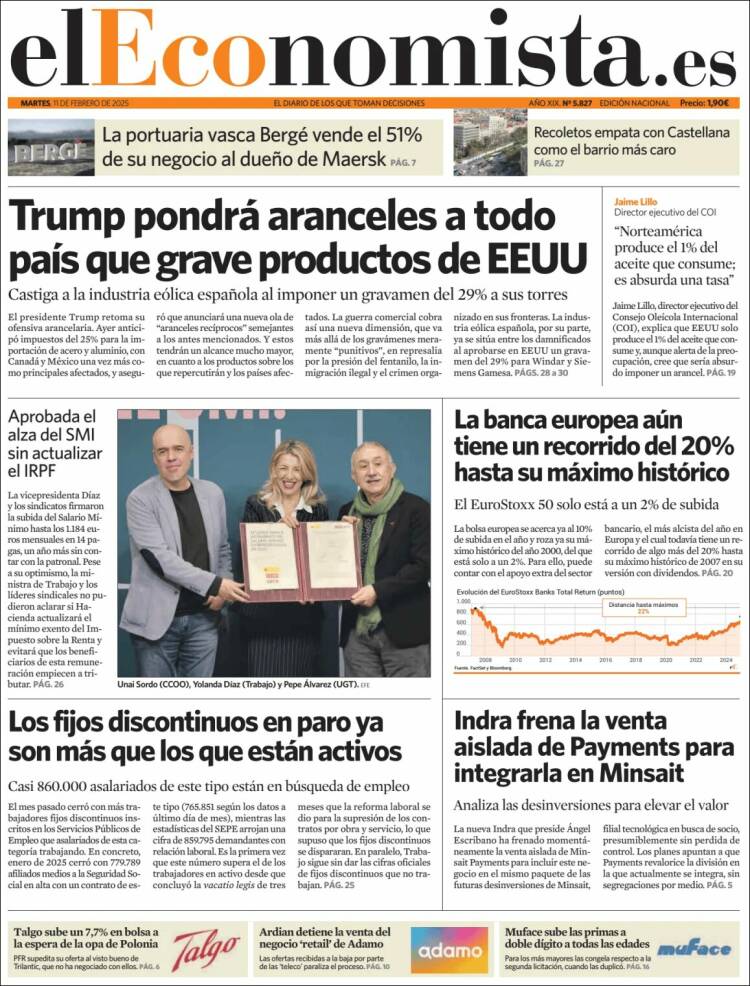 Portada de El Economista (Spain)