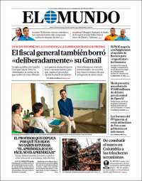 Portada de El Mundo (Espagne)